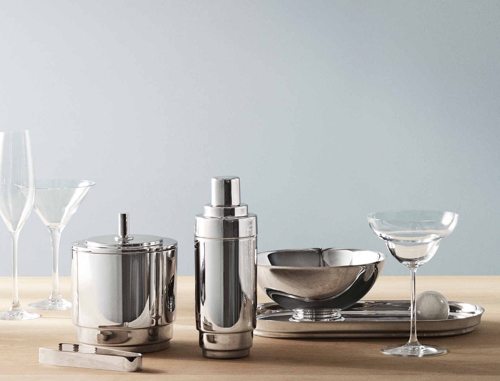 Manhattan Seau à glace avec Couvercle et Pinces Georg Jensen OFFRE SPECIALE