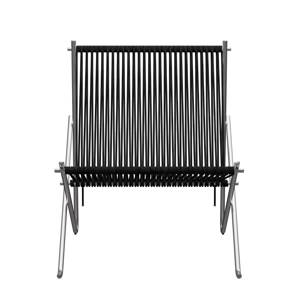PK4 Lounge Chair Acier inoxydable - Noir Fritz Hansen