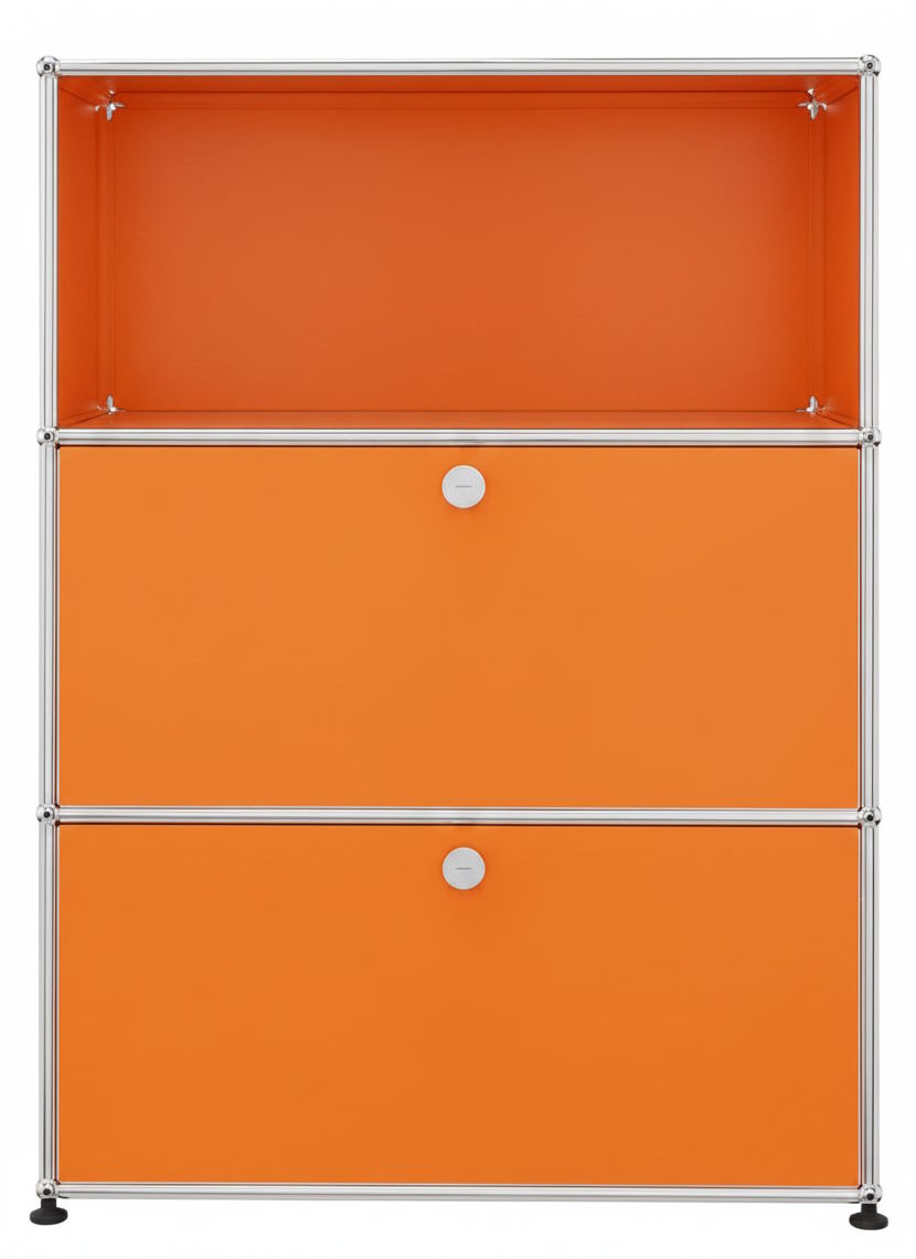 USM Haller Highboard 1 tiroir ouvert / 2 tiroirs Orange pur