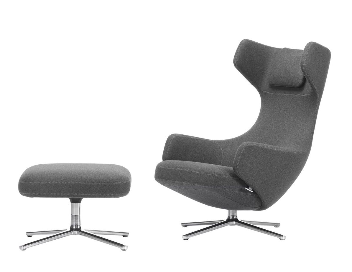 Combinaison préférée fauteuil et ottoman Grand Repos. Ottoman ou Panchina Vitra Classic gris 40 cm GRATUIT !