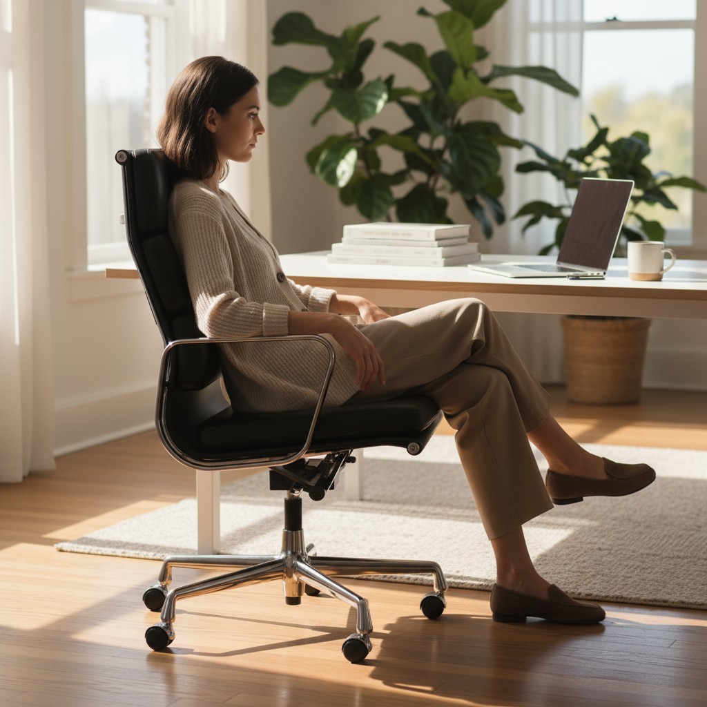 Soft Pad Chair EA219 / EA 219 CHROME / LEDER NERO Fauteuil Vitra OFFRE SPECIALE