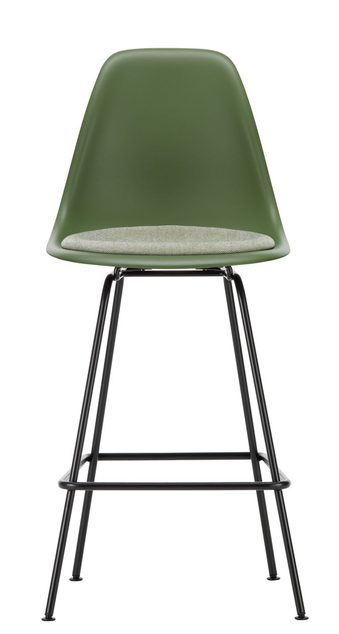 Eames Plastic Bar Stool Tabouret de bar moyen avec coussin d'assise Vitra