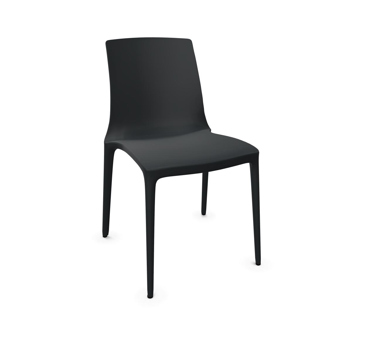 Schwarzer Kunststoffstuhl "twin" von Brunner, moderner Designstuhl für Innen und Außen, ergonomisch geformt.