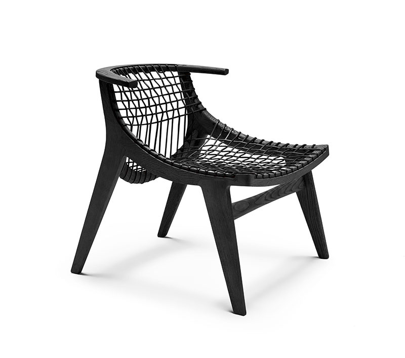 Klismos Fauteuil lounge avec patins en feutre Knoll International