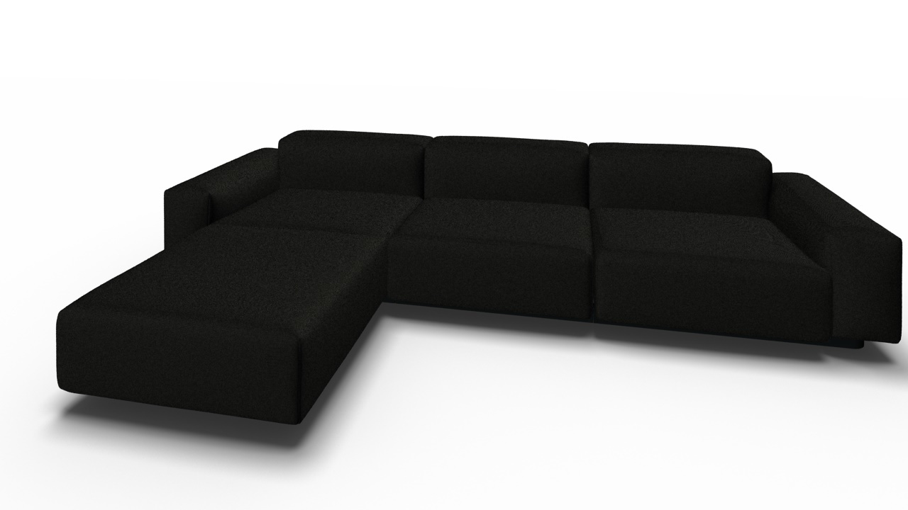 Soft Modular canapé 3 Places avec Chaise longue Laser noir Vitra