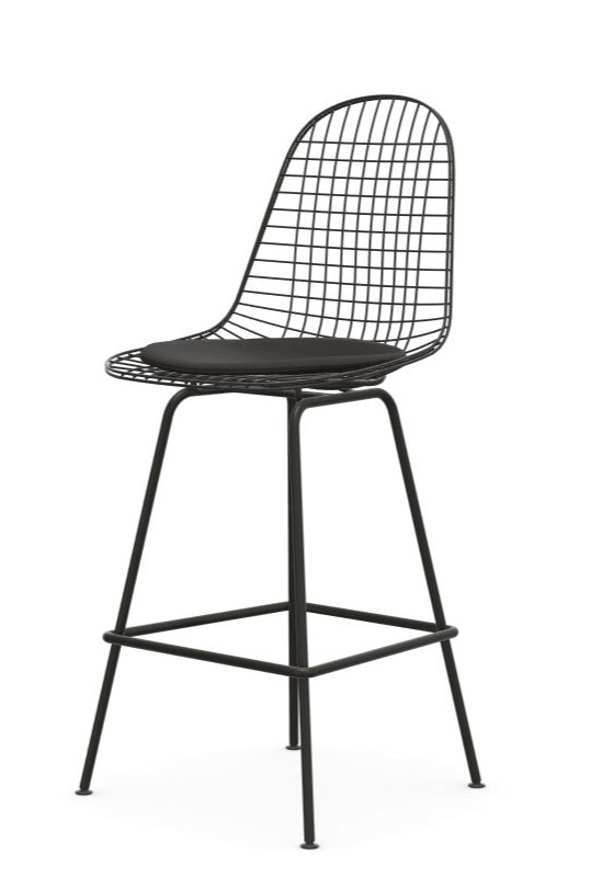Eames Wire Bar Stool Tabouret de bar moyen avec coussin d'assise Vitra 