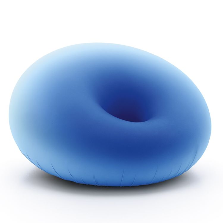 Blauer Detecma Sessel von Gufram: Moderner Design Sessel in Donut-Form für Wohnzimmer und Lounge.