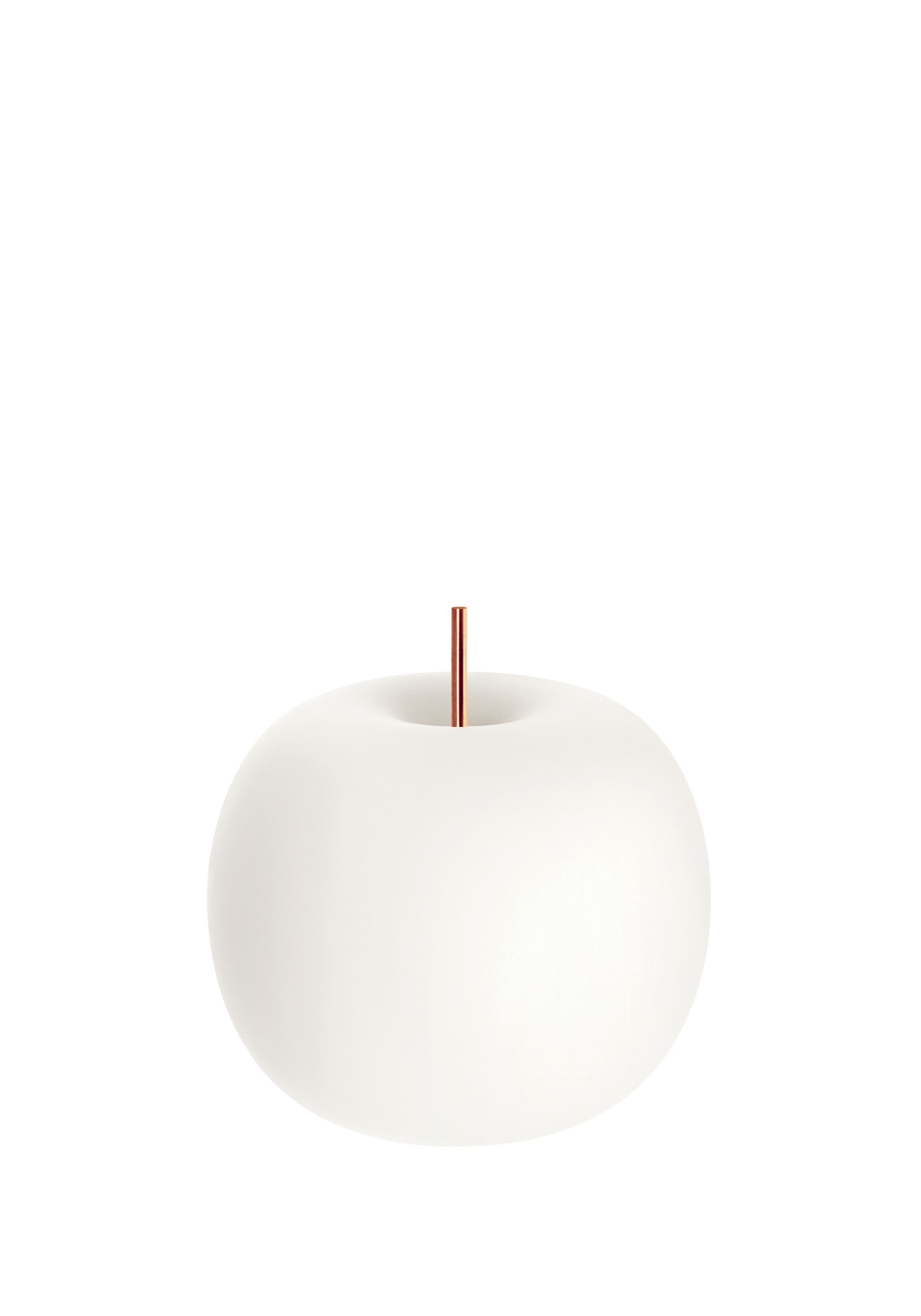 Weiße Kushi Tischleuchte mit kupferfarbenem Detail, modernes Design für Wohnzimmer und Schlafzimmer.