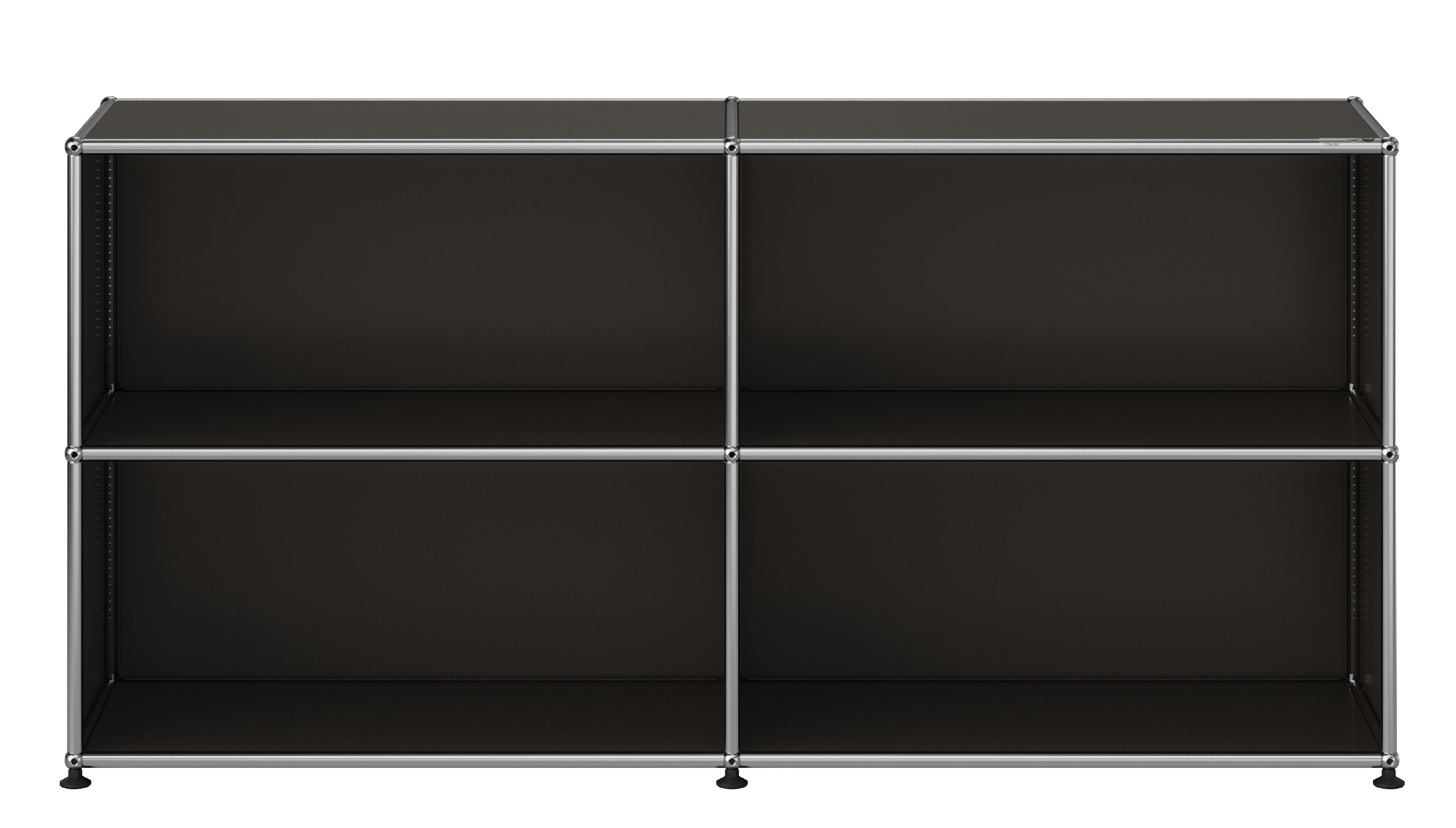 USM Haller Sideboard offen mit vier Fächern schwarz