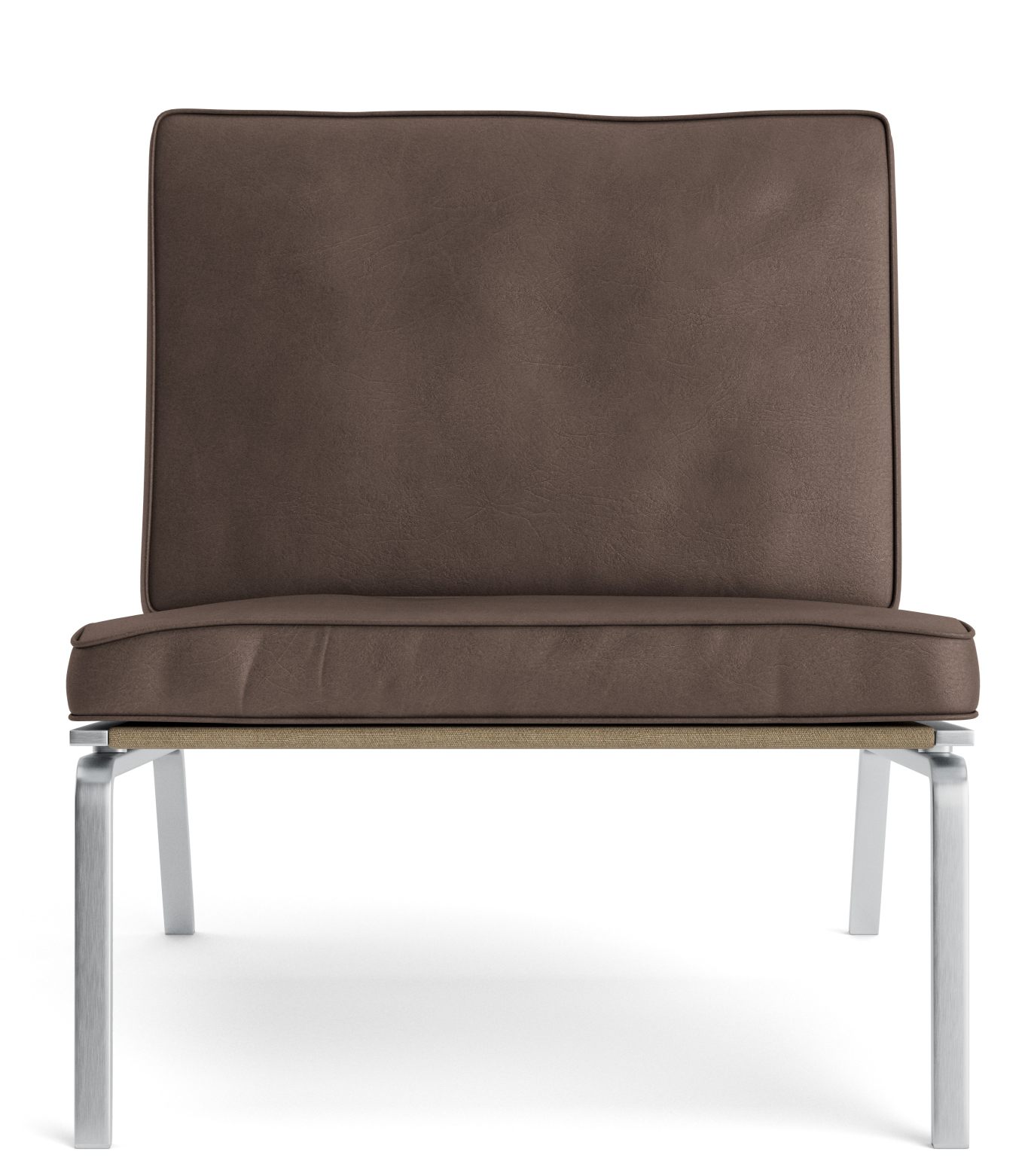 Dunkelbrauner Man Lounge Chair Sessel von Norr11 mit minimalistischem Design und Metallbeinen.