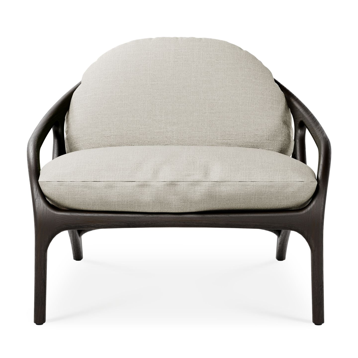 Vime Fauteuil lounge Cuir taupe - beige chenille Morpho