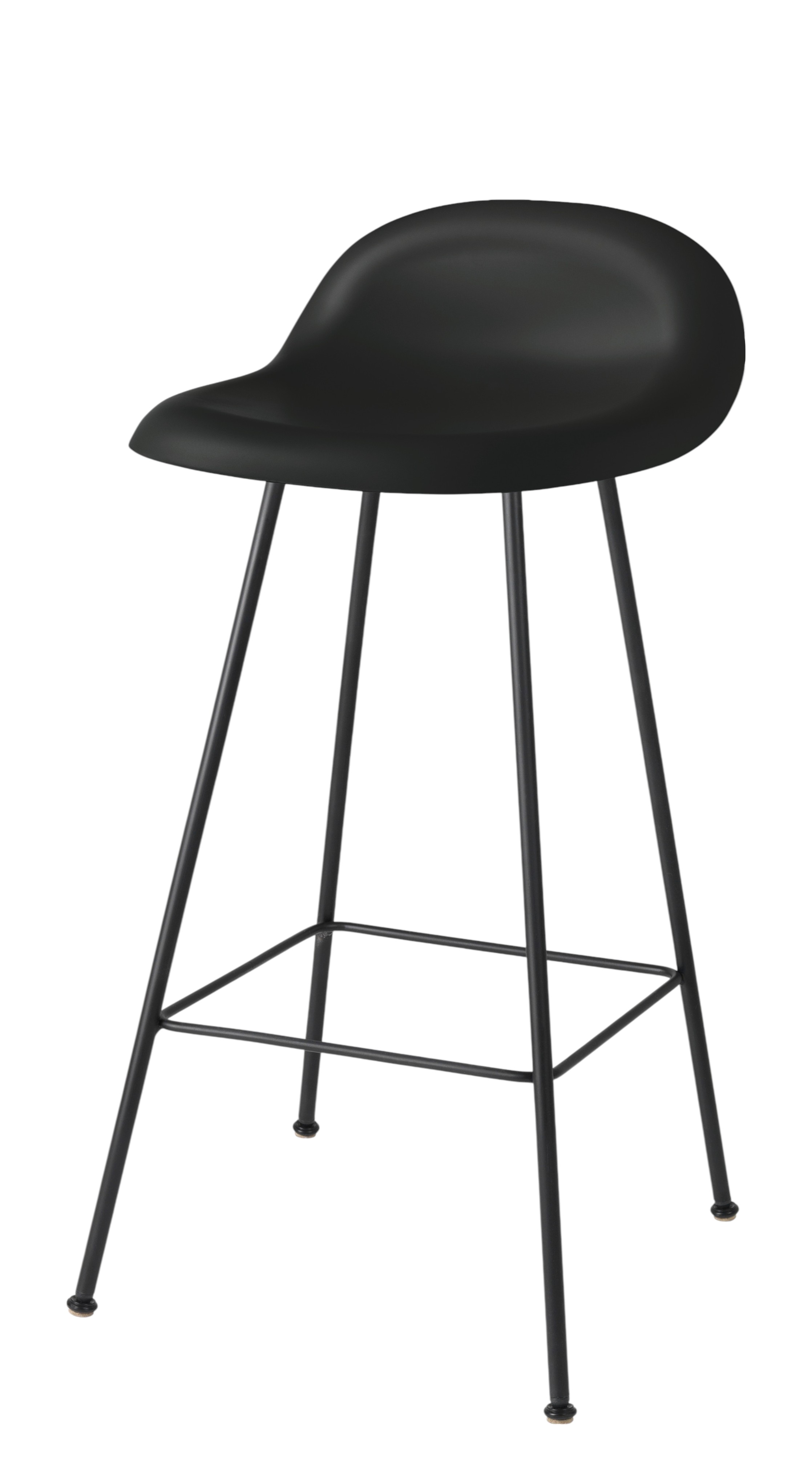 3D Tabouret de bar 65 Plastique noir - Patins en plastique Gubi