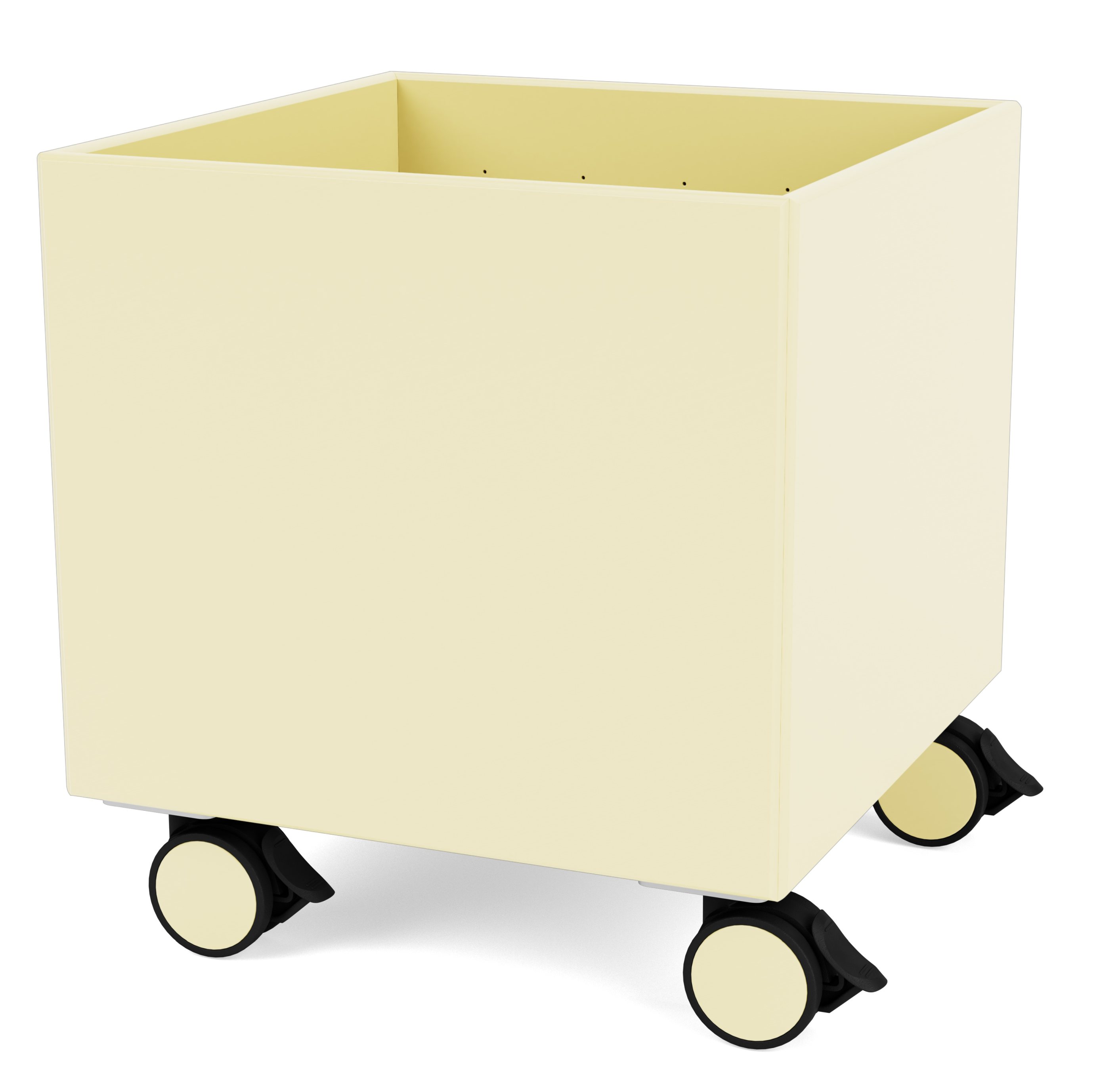 Colour Box I Boîte de rangement sur roulettes Montana Camomile 159 Colour Box Aufbewahrungsbox auf Rollen in Camomile: Quadratische, offene Box mit Rollen für flexible Aufbewahrung.