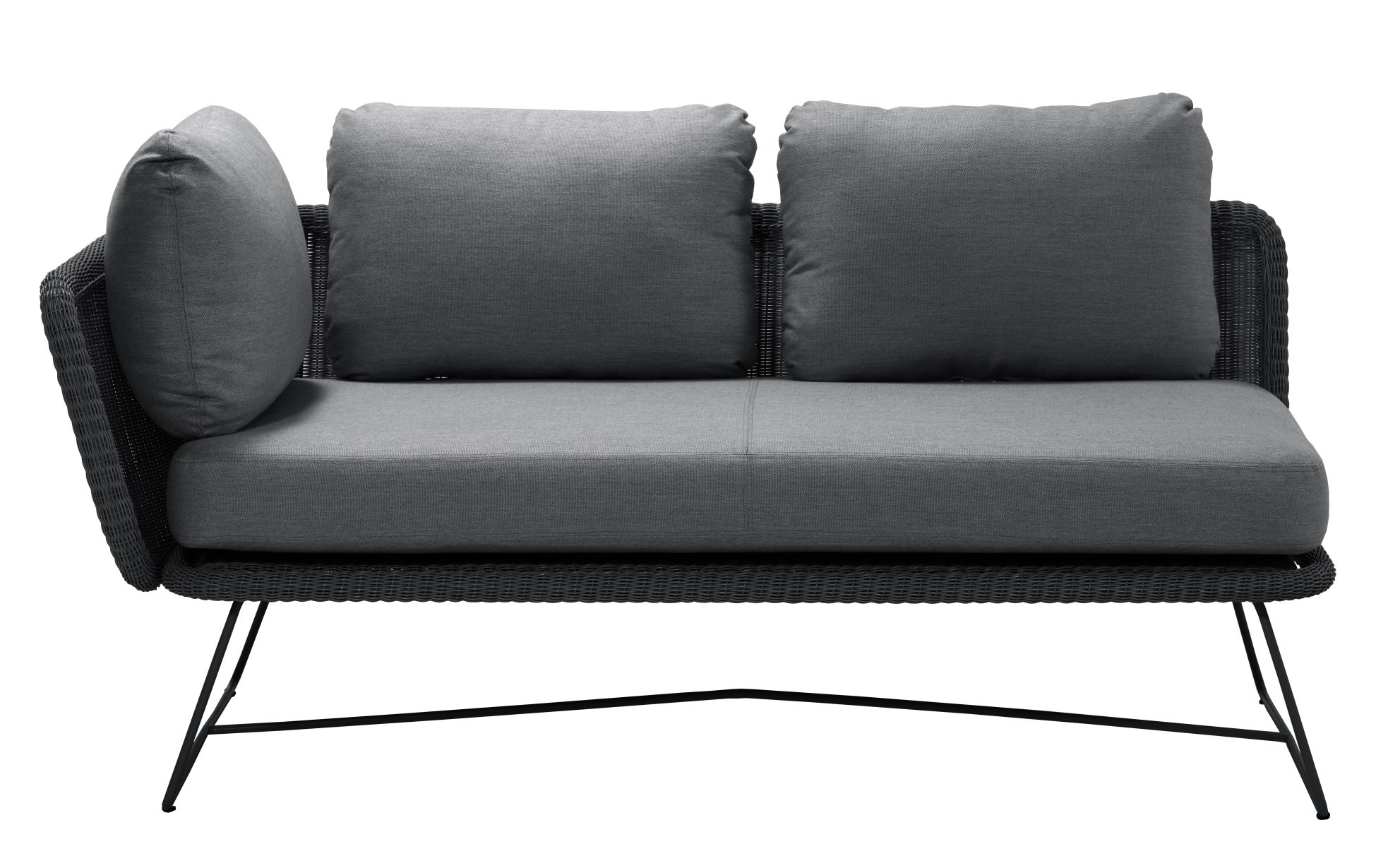 Horizon Outdoor Sofa modulaire 2 places droit Cane-Line Structure noire / Coussin gris