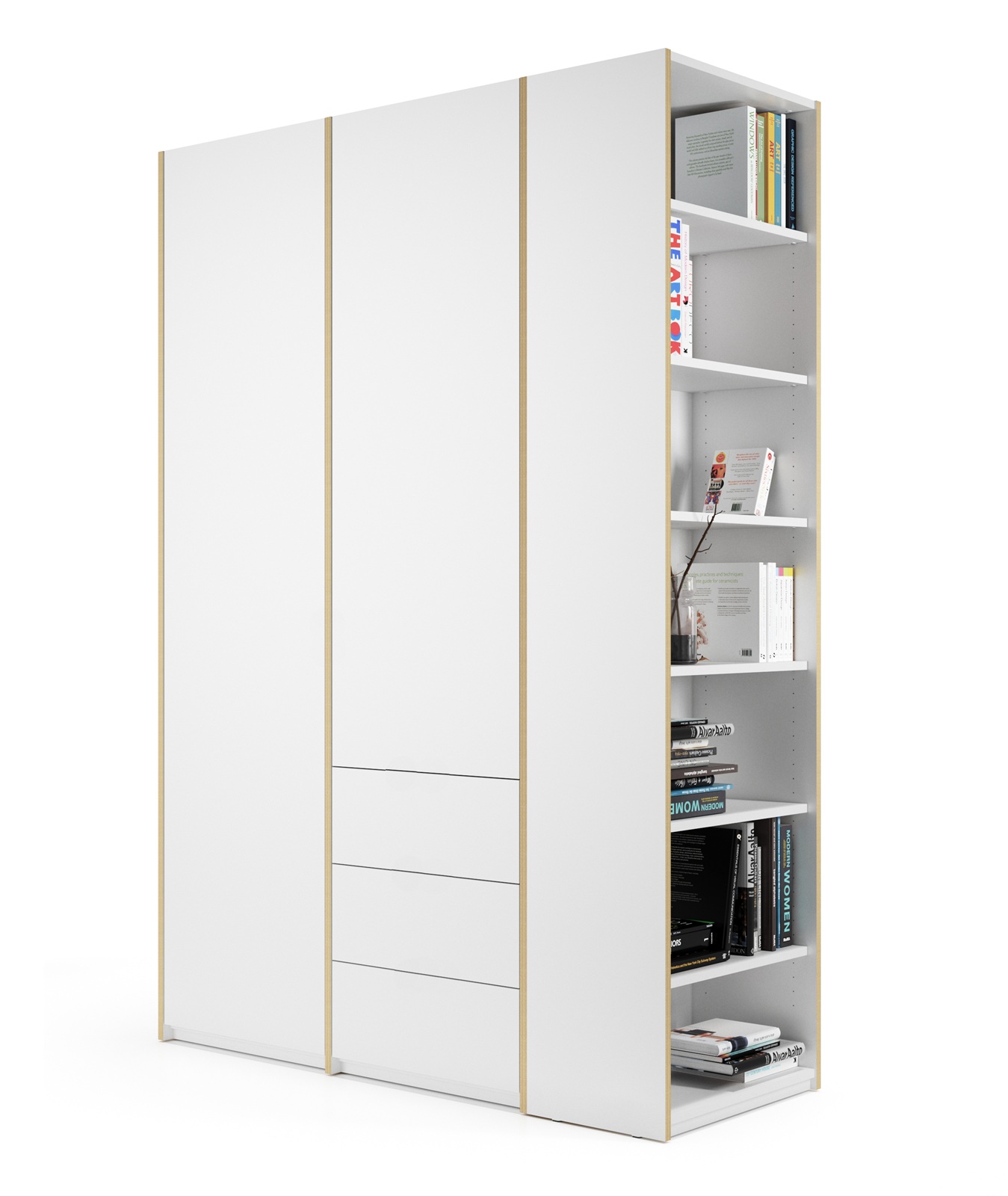 Armoire MODULAR PLUS Combinaison avec étagère annexe à droite et 3 tiroirs Müller Möbelwerkstätten