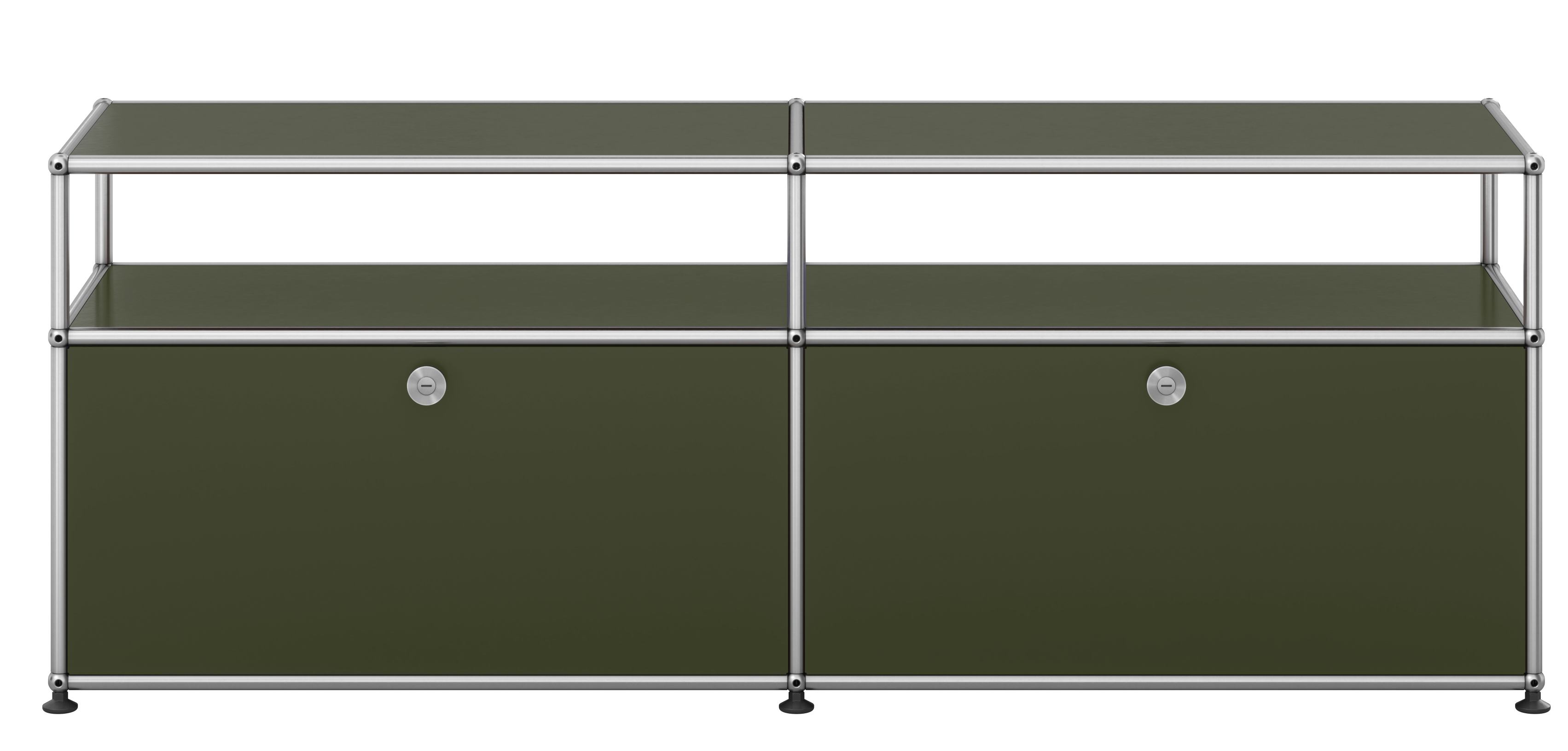 USM Haller Lowboard avec deux portes rabattables Vert olive NOUVEAU TEINTE STANDARD