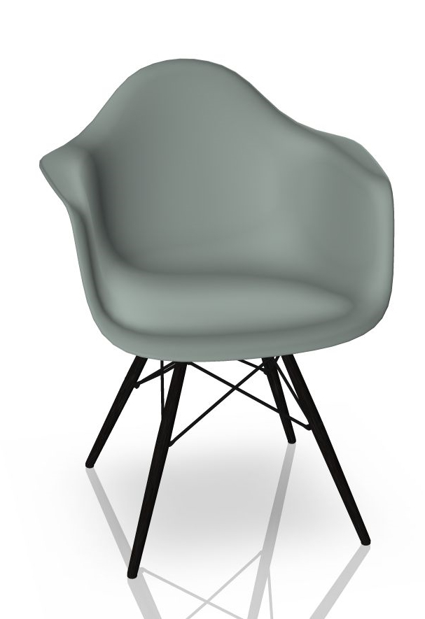 Eames Plastic Arm Chair DAW Chaise Vitra Noir d'érable - Gris clair