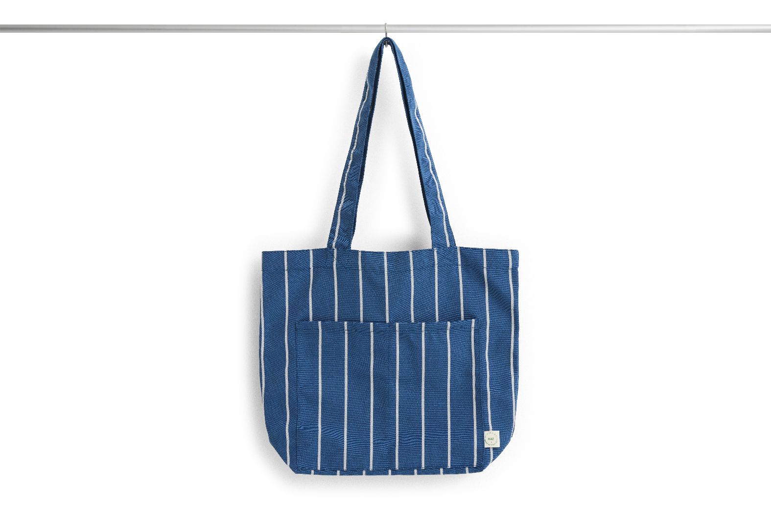 Sac cabas de marché extérieur bleu à rayures beiges couleur Hay