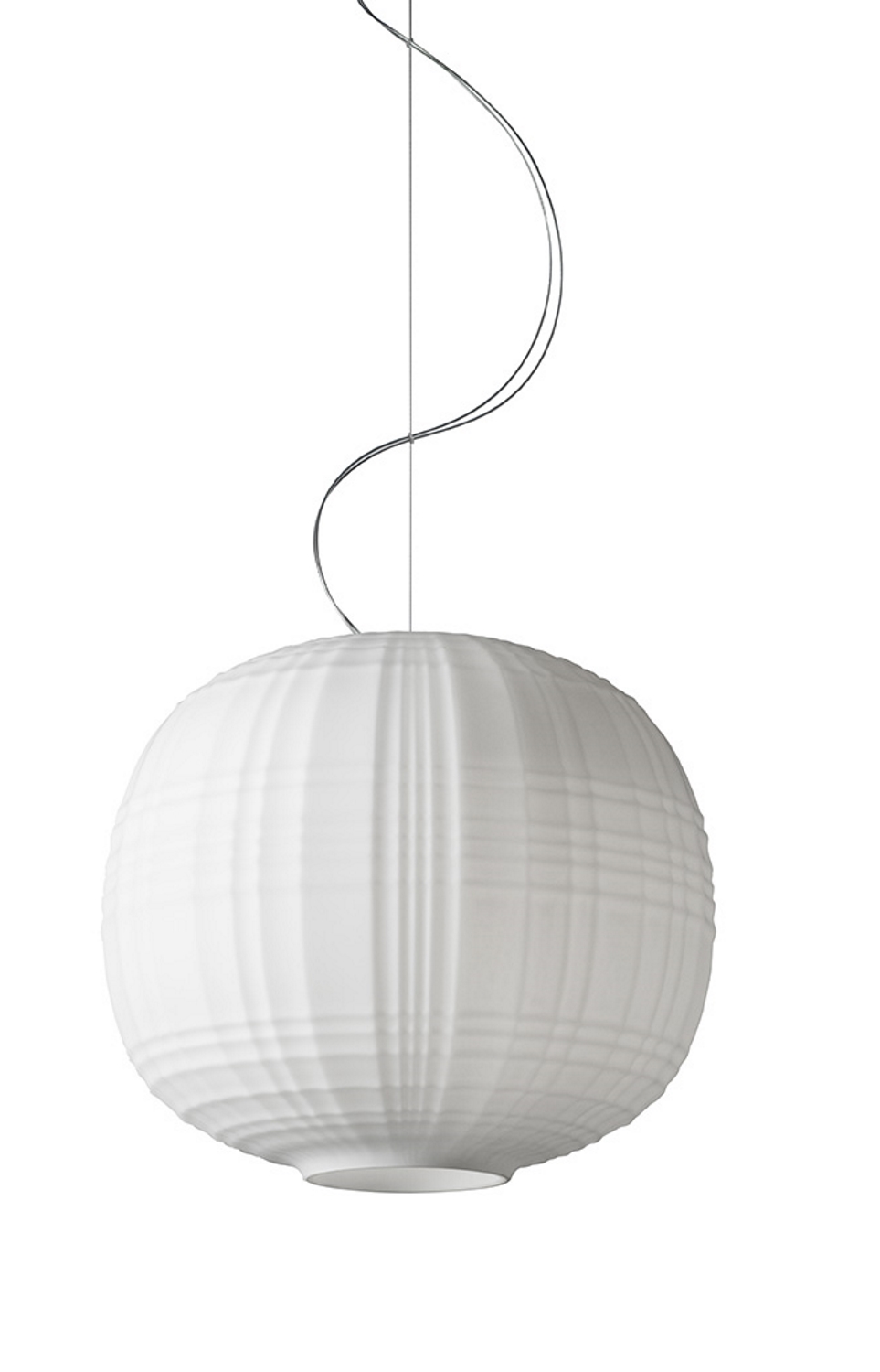 Weiße Foscarini Tartan Pendelleuchte mit Textur und filigraner Aufhängung, moderne Wohnraumbeleuchtung.