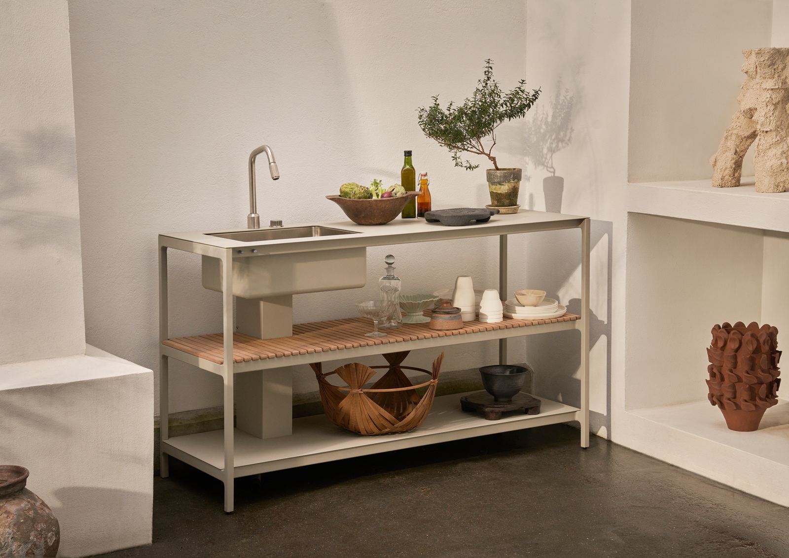 Open-Air Outdoor Kitchen Unit Kitchenette avec évier Vipp