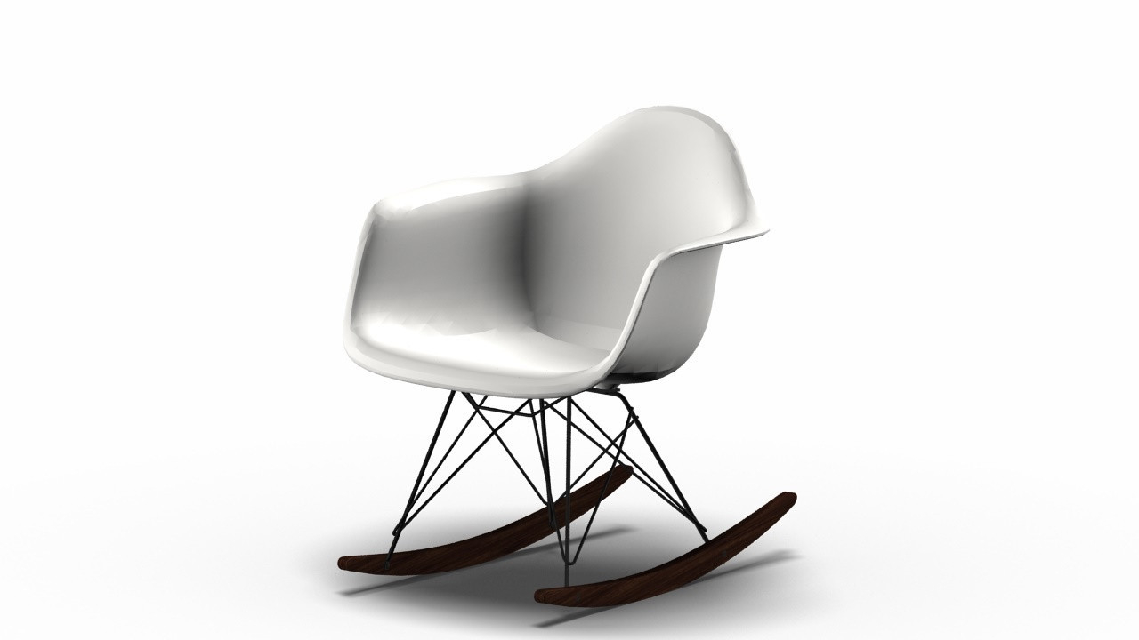 Eames Plastic Arm Rocking Chair chaise à bascule RAR Vitra Érable sombre-Noir-Blanc