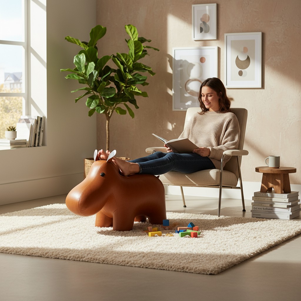 Animal en cuir XXL Butoir de porte Hippo Züny