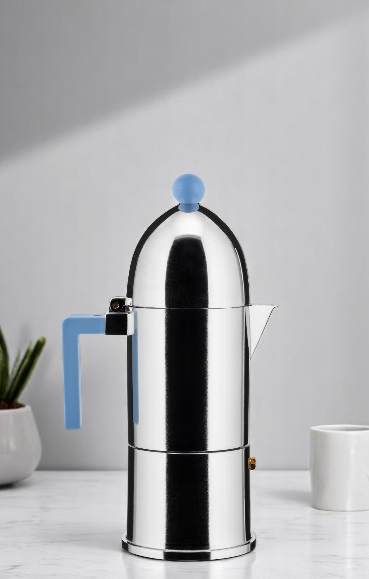 La Cupola 9095/6AZFM Cafetière espresso bleu clair Alessi