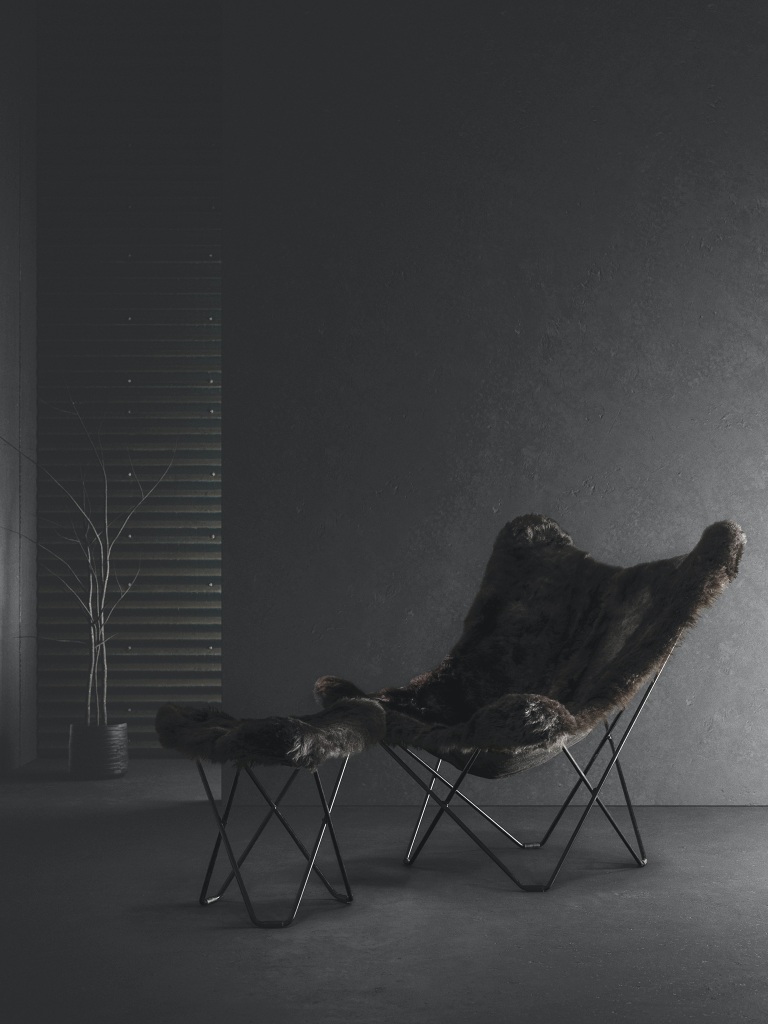 Iceland Mariposa Butterfly Chair Chaise Peau de mouton Cuero   