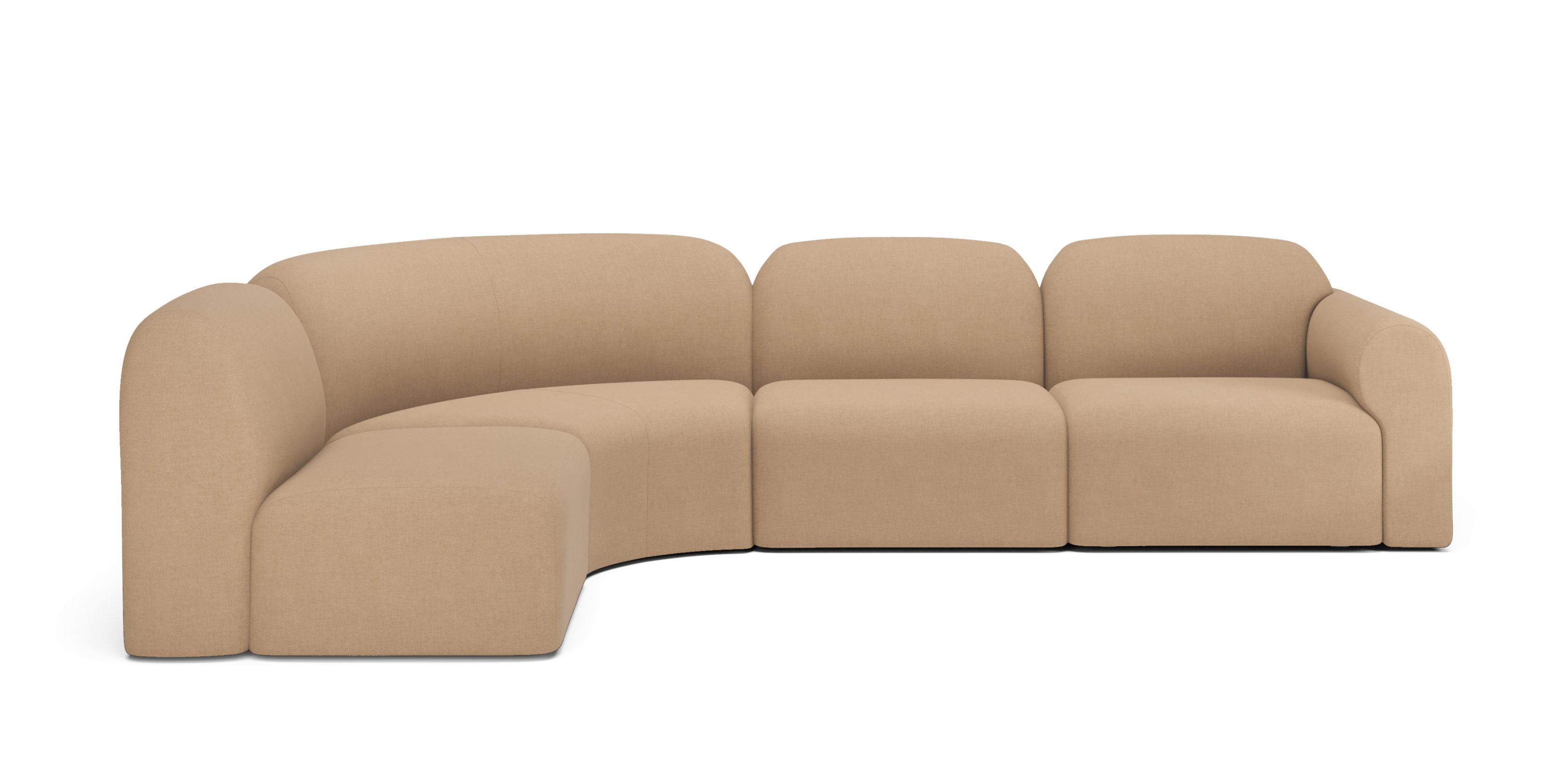Bulky Modulsofa in Light Sepia mit Liegeposition links. Gemütliches, modernes Sofa für Wohnzimmer.