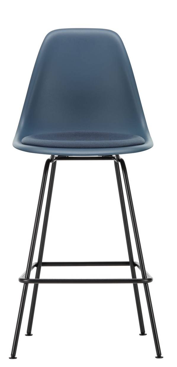 Eames Plastic Bar Stool Tabouret de bar moyen avec coussin d'assise Vitra