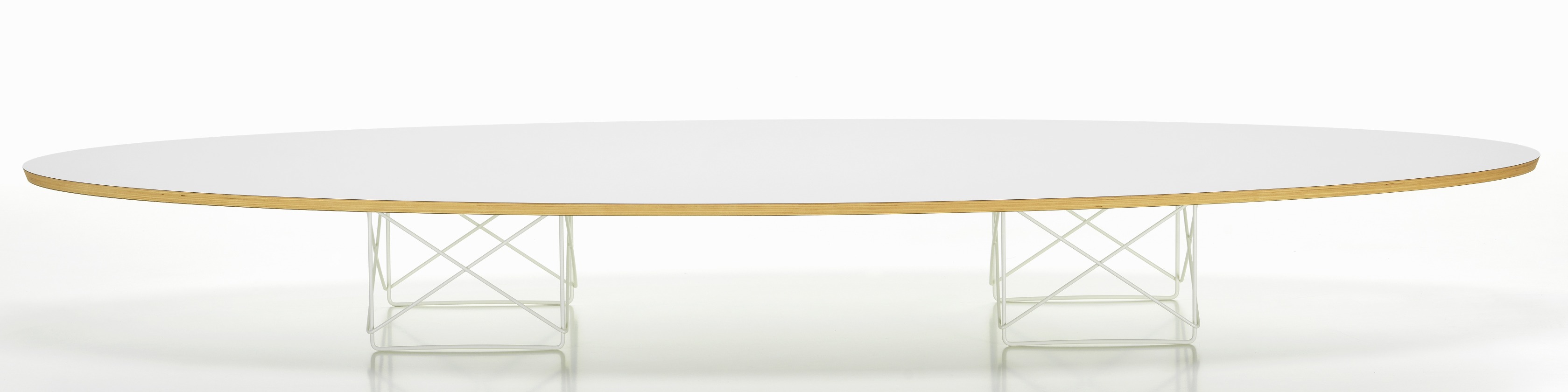 Elliptical Table ETR Table Eames / table basse Vitra HPL blanc, piétement blanc revêtu par poudre