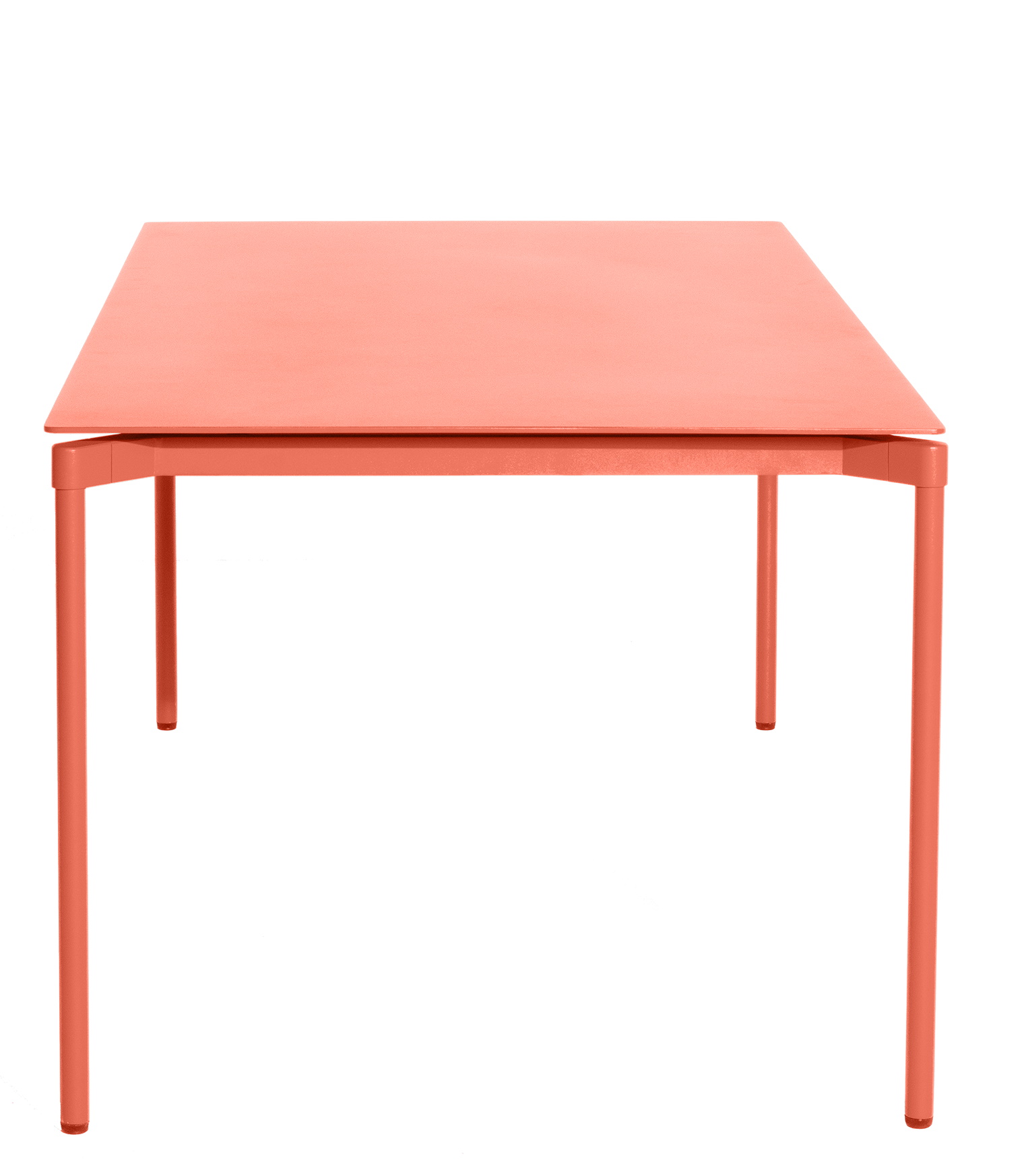 Korallfarbener Fromme Esstisch rechteckig von Petite Friture, moderner Küchentisch mit minimalistischem Design.