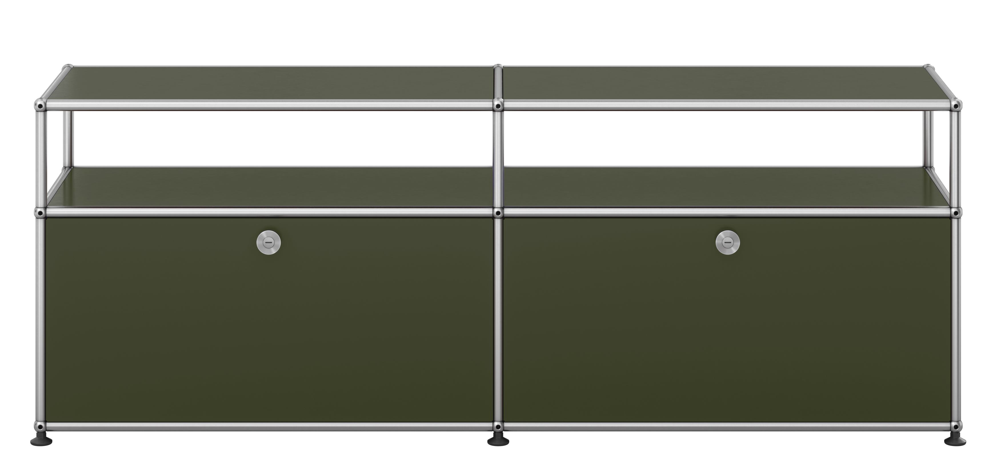 USM Haller Lowboard avec deux portes rabattables Vert olive NOUVEAU TEINTE STANDARD