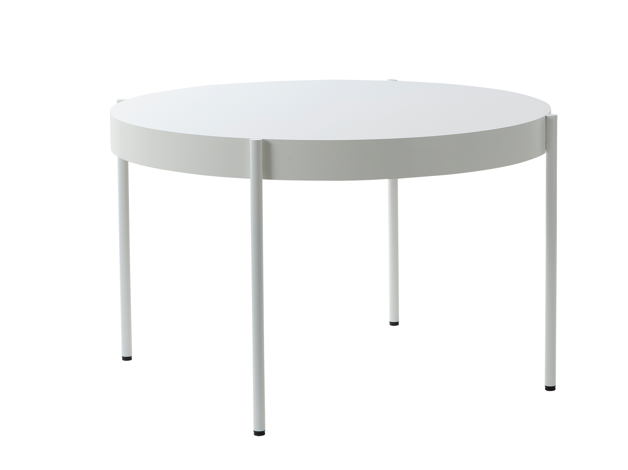 Weißer Series 430 Tisch von Verpan mit runder Tischplatte und filigranen Beinen.