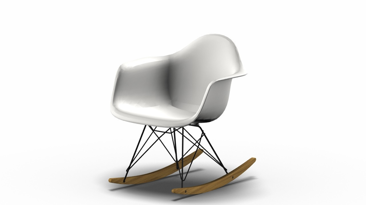 Eames Plastic Arm Rocking Chair chaise à bascule RAR Vitra Érable jaunâtre - Noir - Blanc