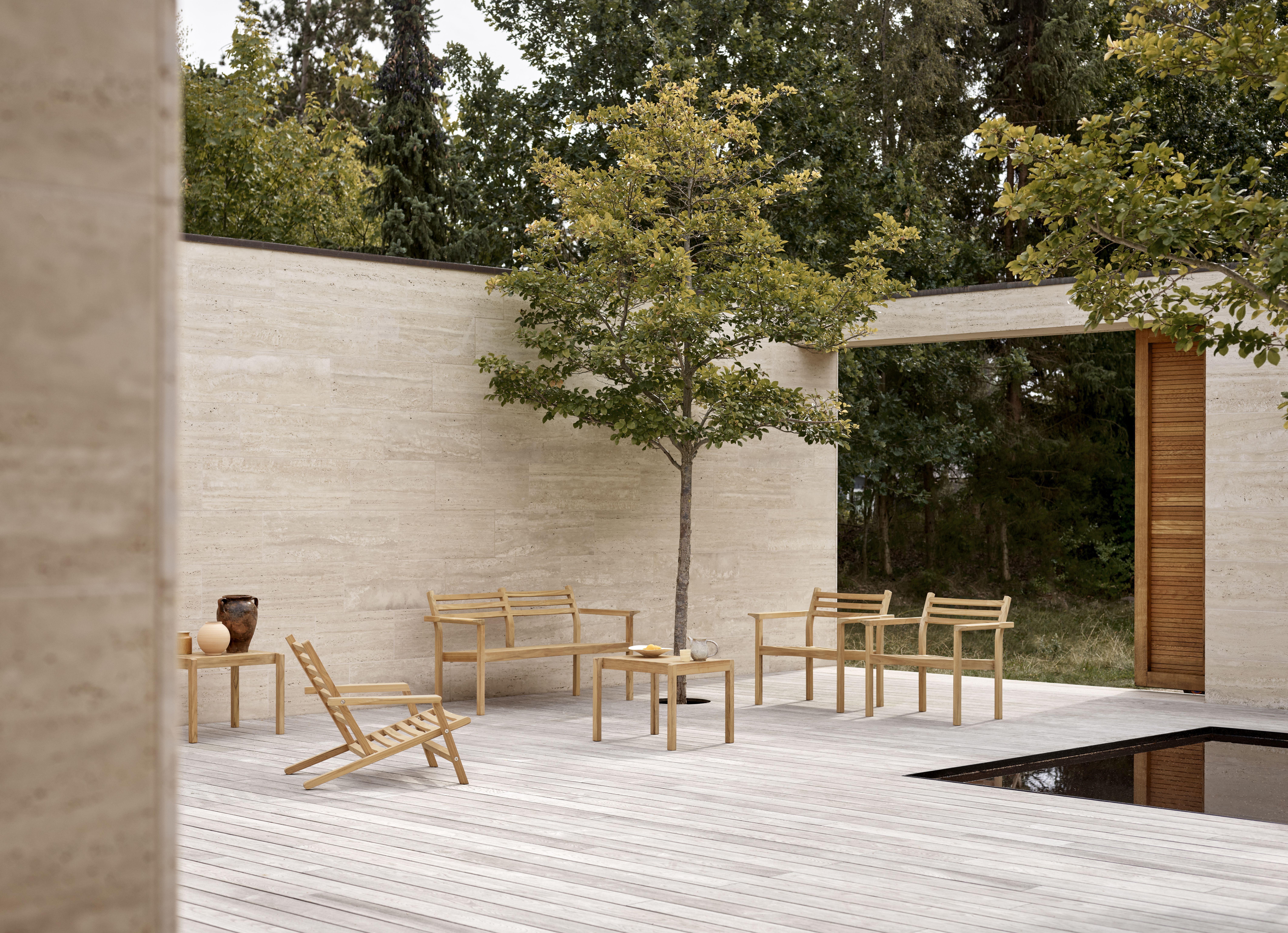 AH601 Chaise avec accoudoirs en teck Outdoor Carl Hansen & Søn