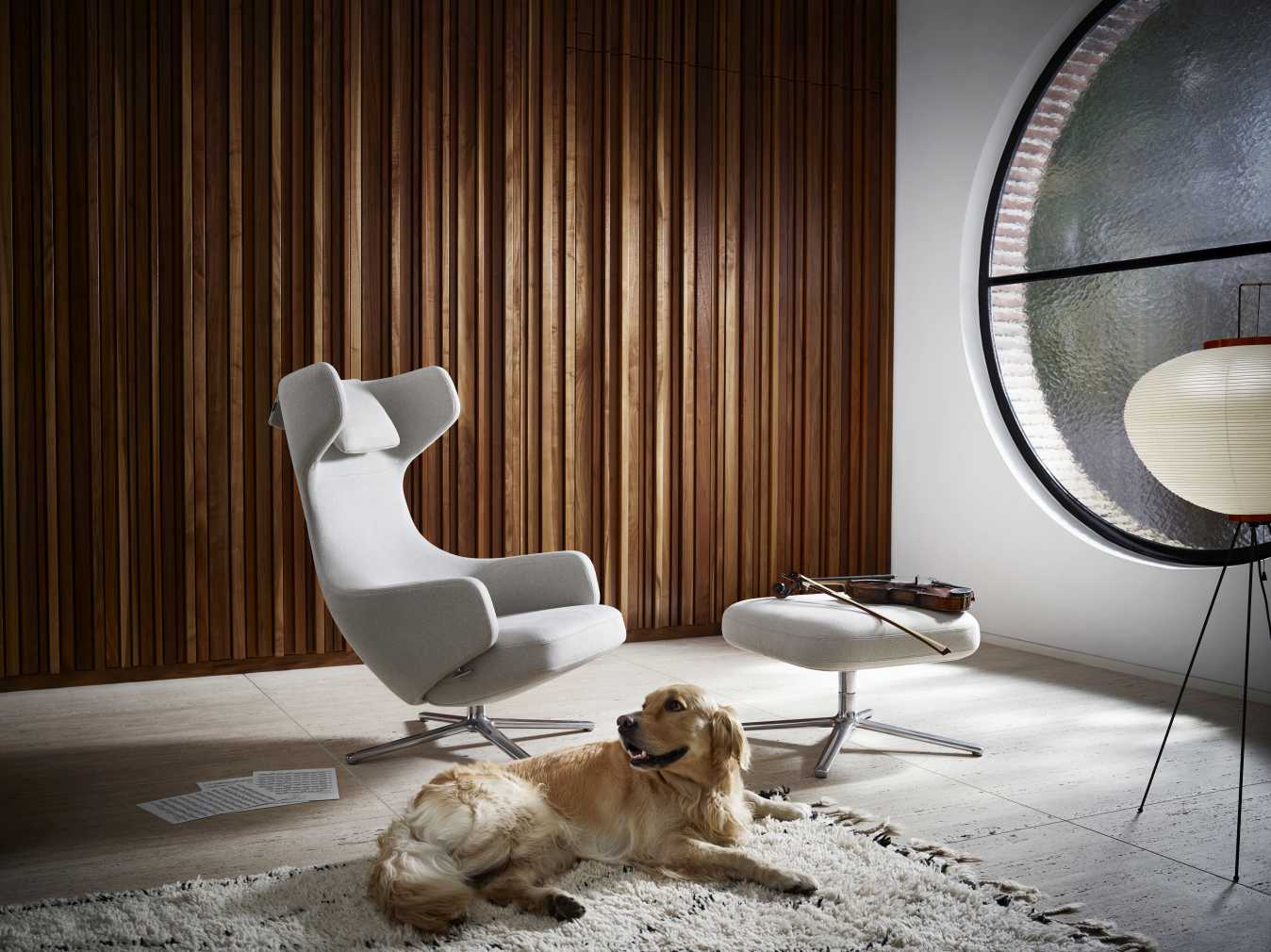 Grand Repos Fauteuil + Ottoman Vitra Poli Dumet Galet Melange