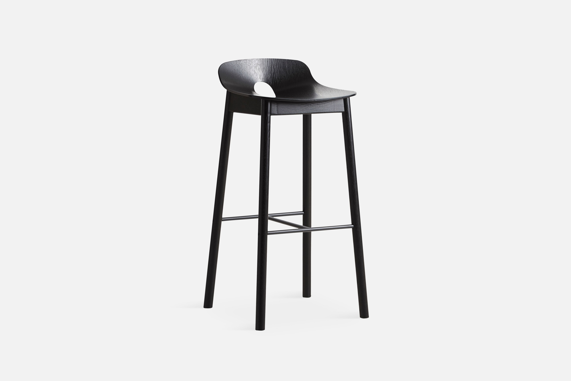 Mono Tabouret de Bar Cendre Laquée Noir Woud