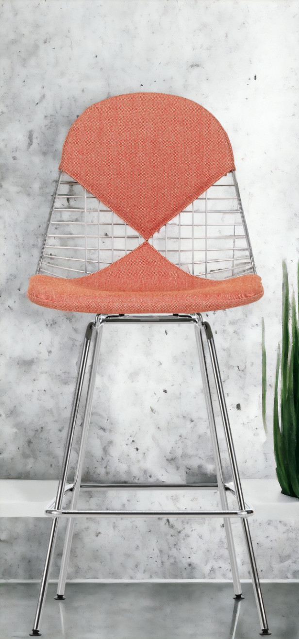 Eames Wire Bar Stool Tabouret de bar moyen avec assise et dossier rembourrés Vitra  
