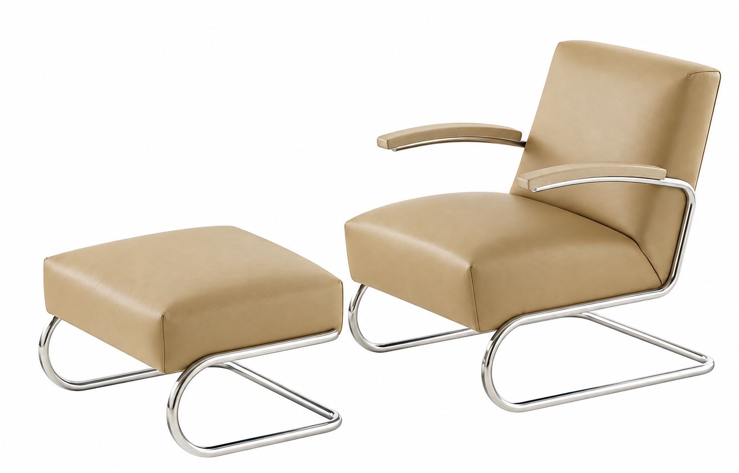 JS. Thonet par Jil Sander S 411 / S411 Fauteuil Nordic Thonet avec tabouret GRATUIT !
