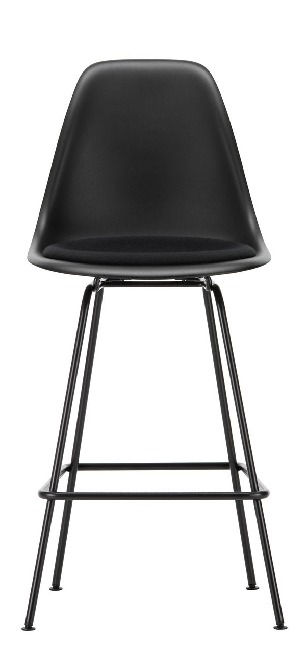Eames Plastic Bar Stool Tabouret de bar moyen avec coussin d'assise Vitra