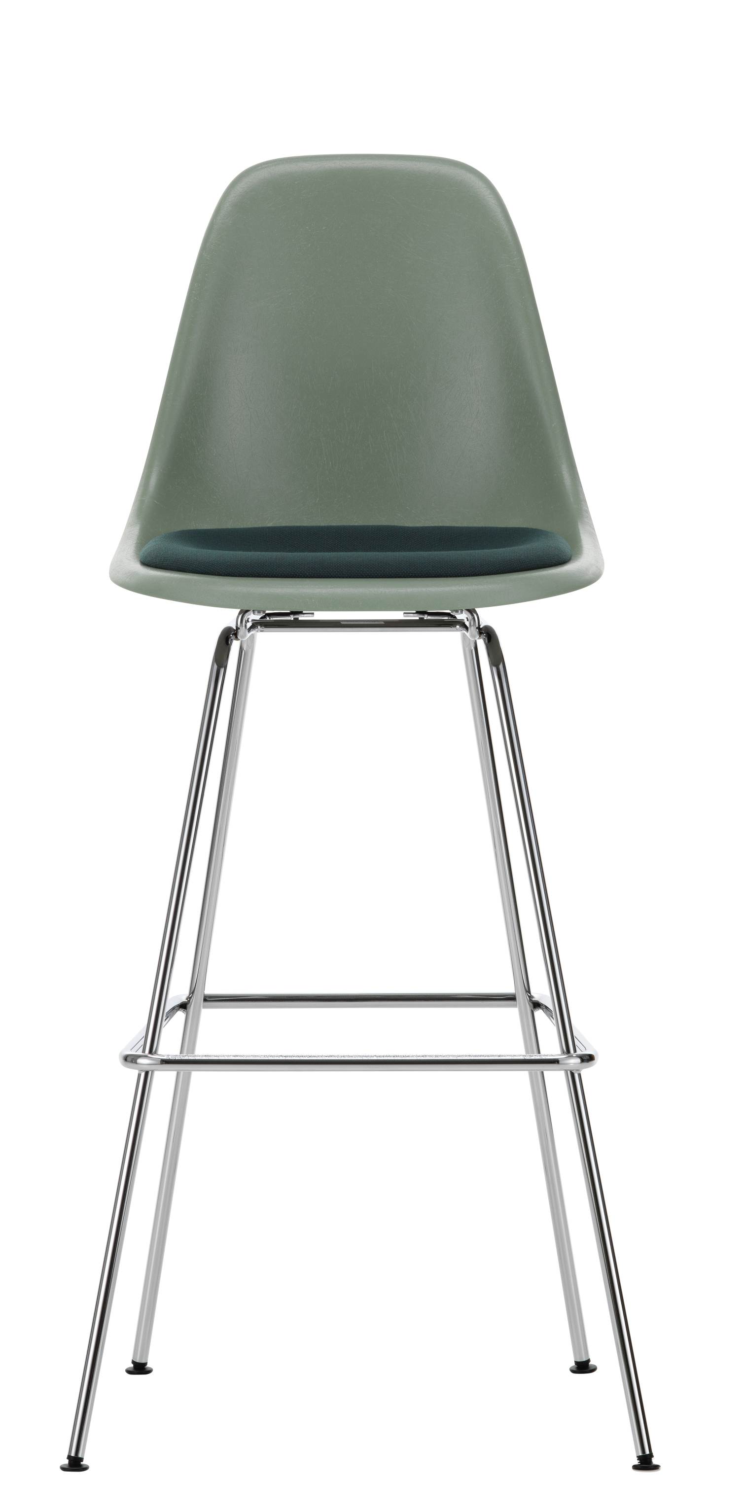 Eames Fiberglass Bar Stool High Tabouret de bar avec coussin d'assise Vitra 