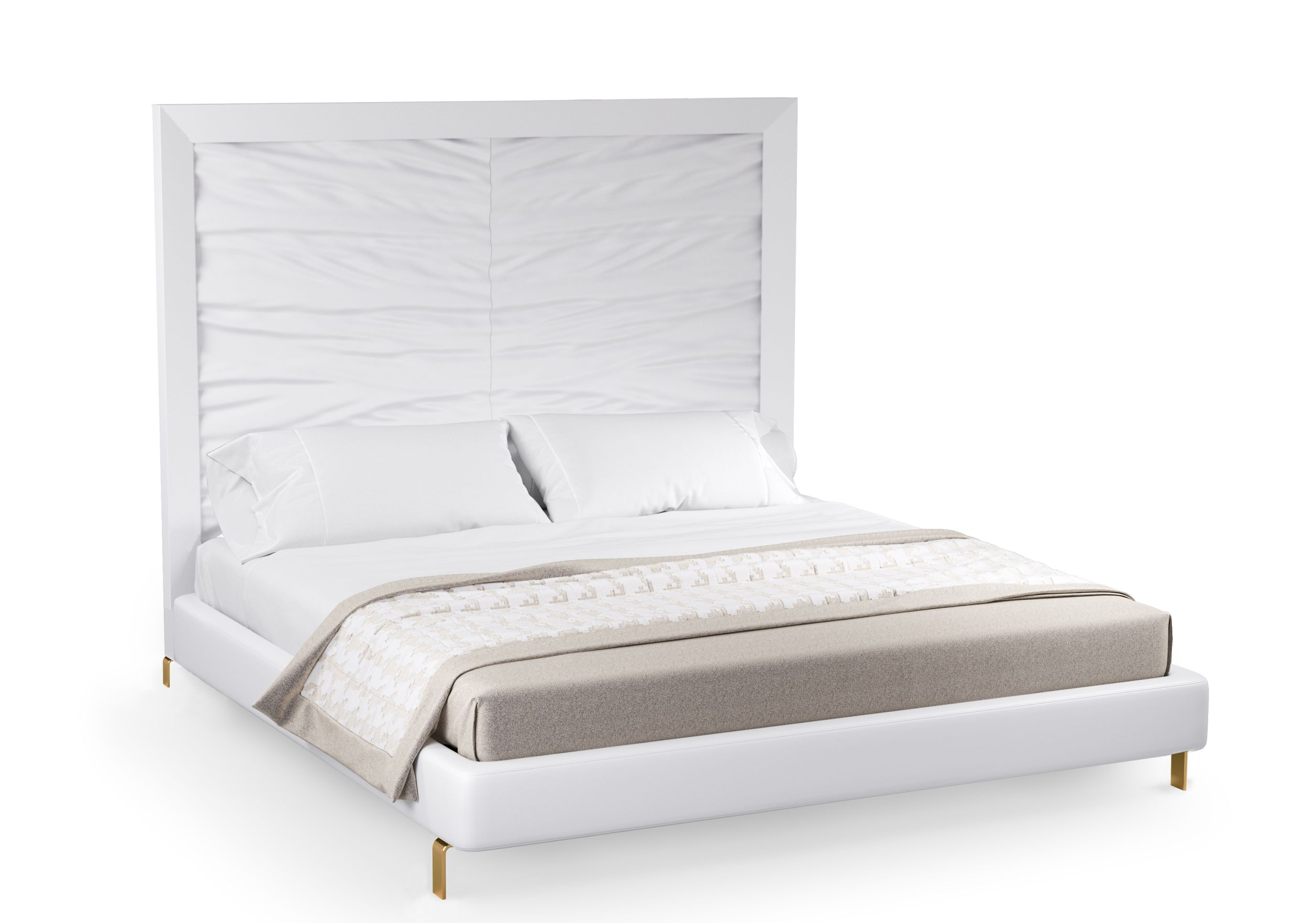 Onda lit cuir blanc et or mat Mansi London
