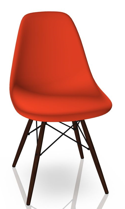 Eames Plastic Side Chair DSW Chaise Vitra Érable sombre - poppy rouge