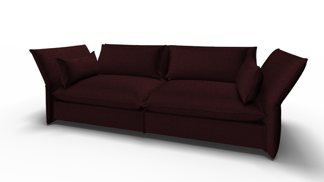 Mariposa Sofa in Bordeaux von Vitra, ein modernes 3-Sitzer Sofa mit verstellbaren Armlehnen.
