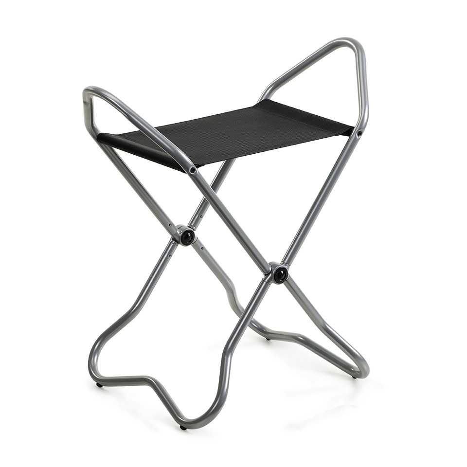 New York, Tabouret pliant / Musée Tabouret argenté gris Lectus
