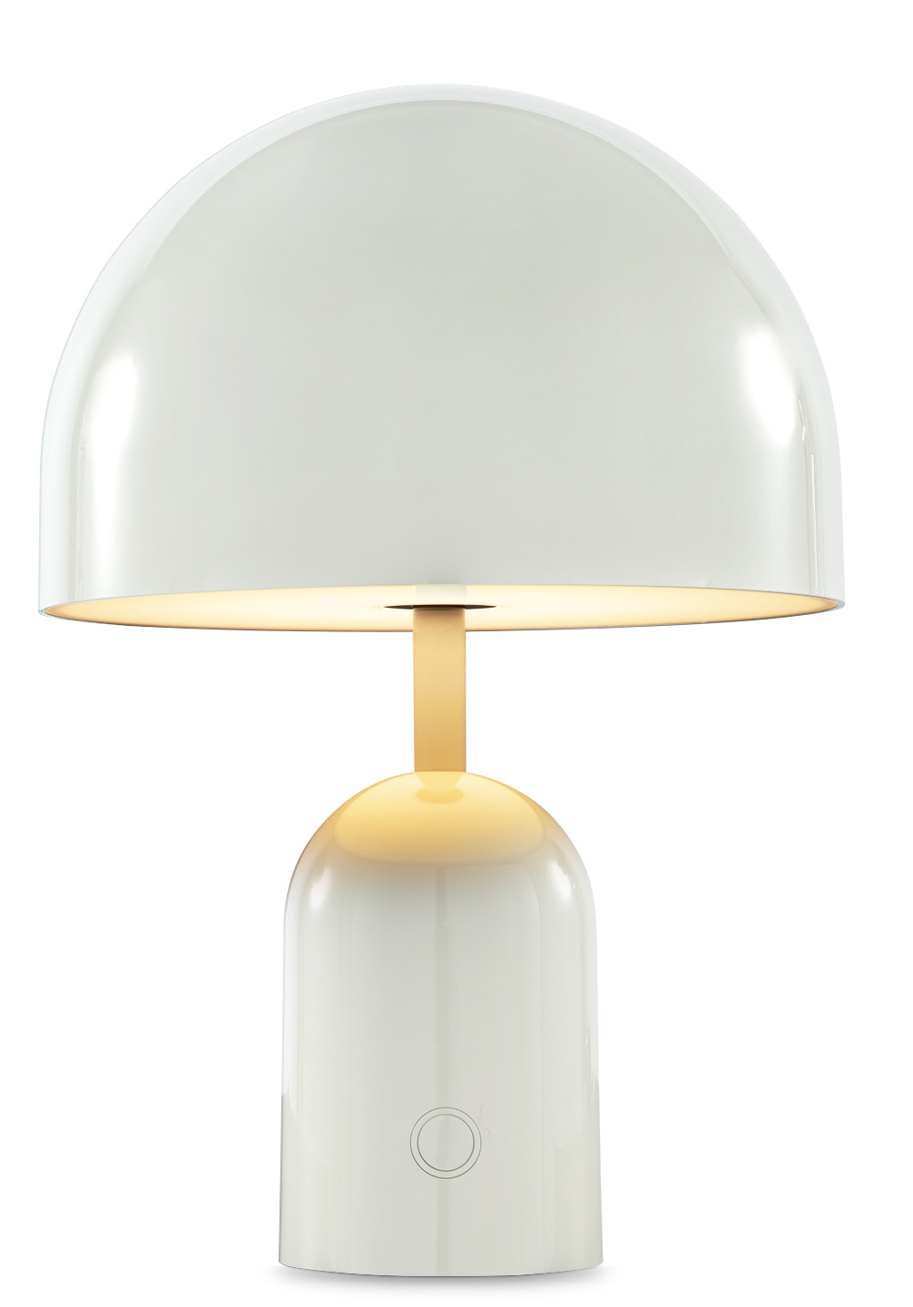 Bell Portable LED Table lamp lampe à batterie / lampe de table Tom Dixon Gris clair Nahaufnahme der Bell Portable LED Tischleuchte von Tom Dixon in Hellgrau.