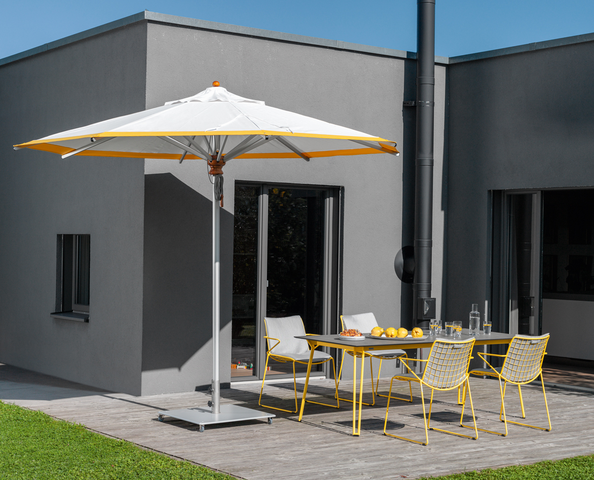 Parasol alu rond jaune Weishäupl