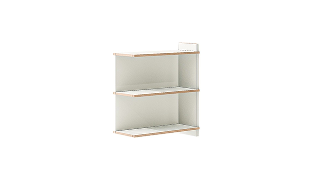 Tojo Regal Anbaumodul mit zwei Fächern, weißes Holz, modernes Regalsystem für Wohnzimmer und Büro.