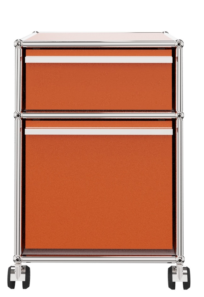 USM Haller Rollcontainer mit Hängeregistratur -reinorange